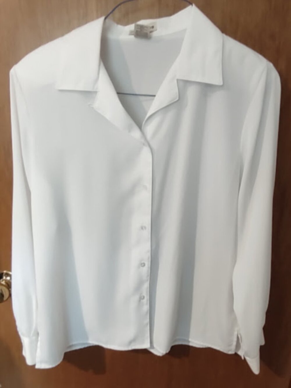 Notations White Long Sleeve Polyester Blouse Button Down Size Medium Vintage